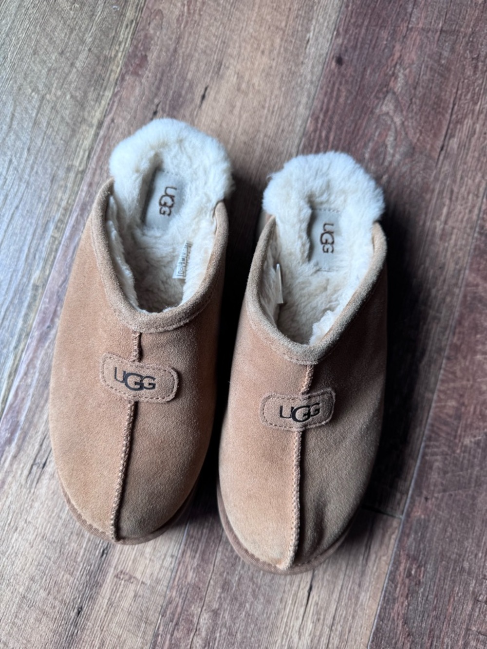 UGG Chestnut Suede Shearling Slide Mules